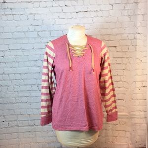 Antigua red/tan long sleeve pullover top